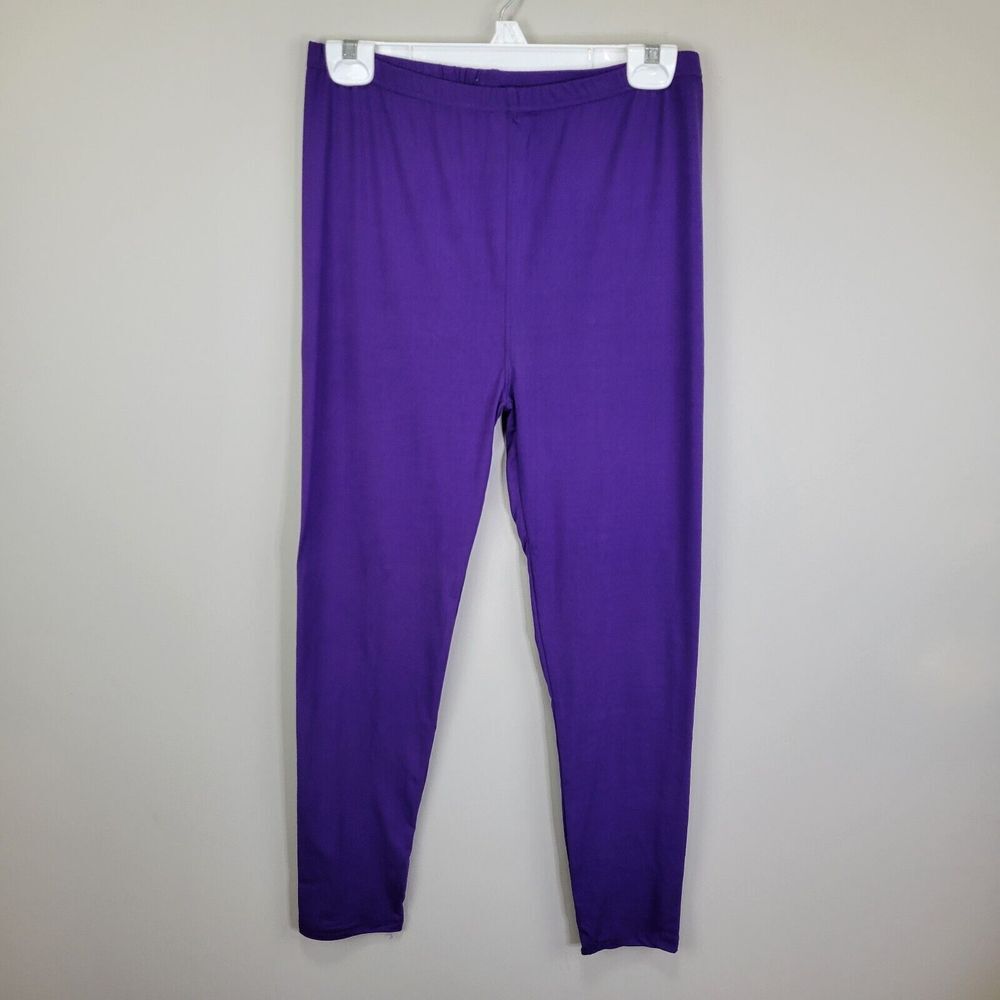New Mix Solid Purple Polyester‎ Spandex Ankle Leggings One Size Fits All